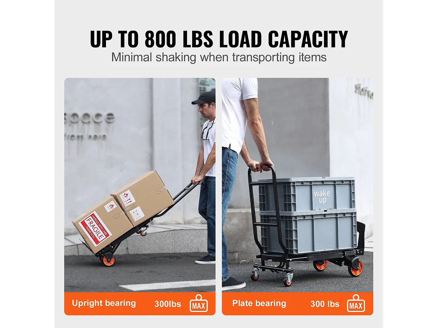 Diable en Aluminium SucceBuy, Chariot Pliable 2 en 1, Capacité de Charge de 300 Lb