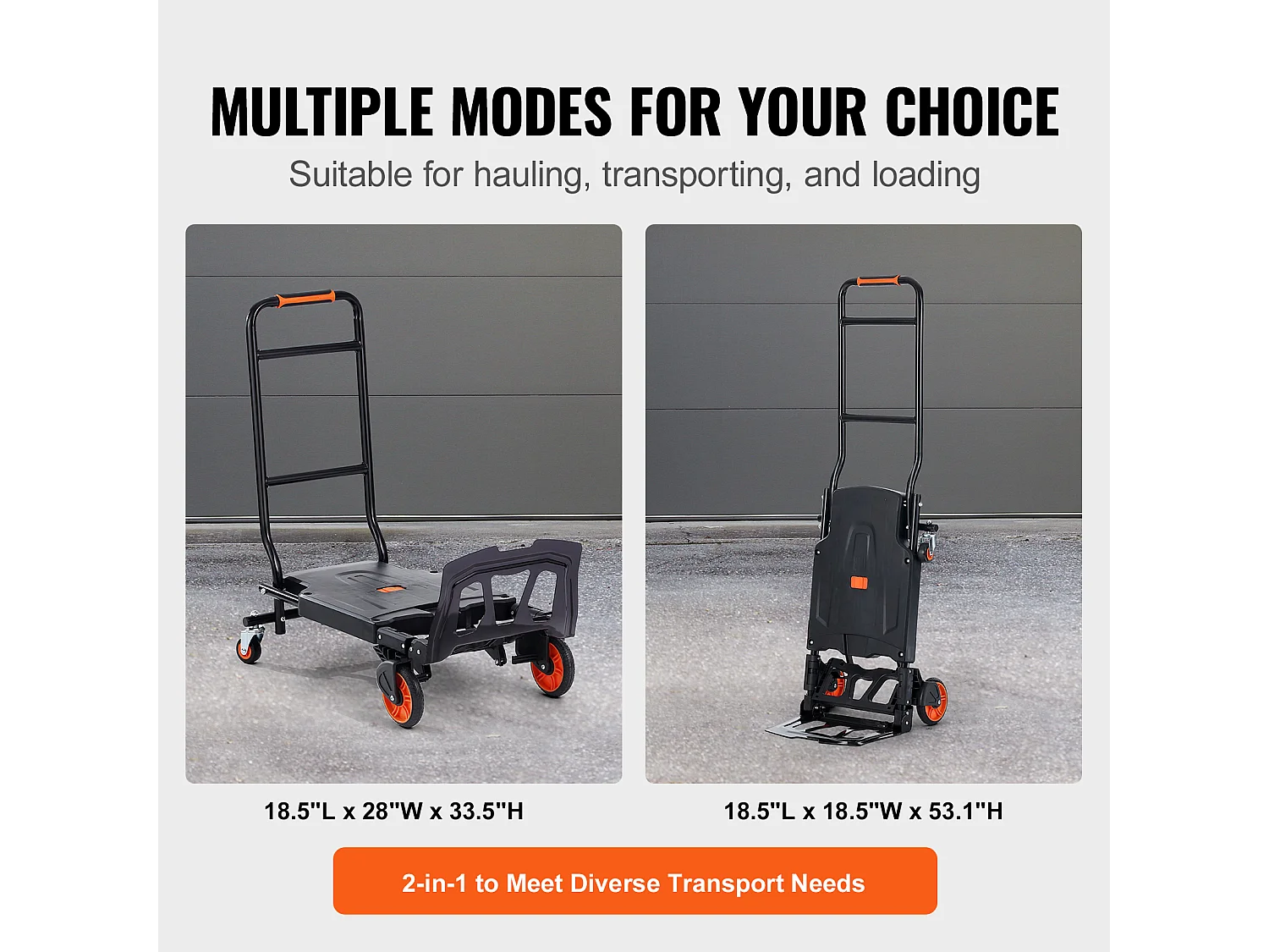 Diable en Aluminium SucceBuy, Chariot Pliable 2 en 1, Capacité de Charge de 300 Lb