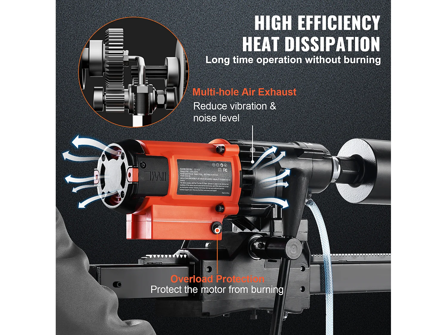 Carotteuse à Diamant SucceBuy 3200W 750RPM Carotteuse à Béton