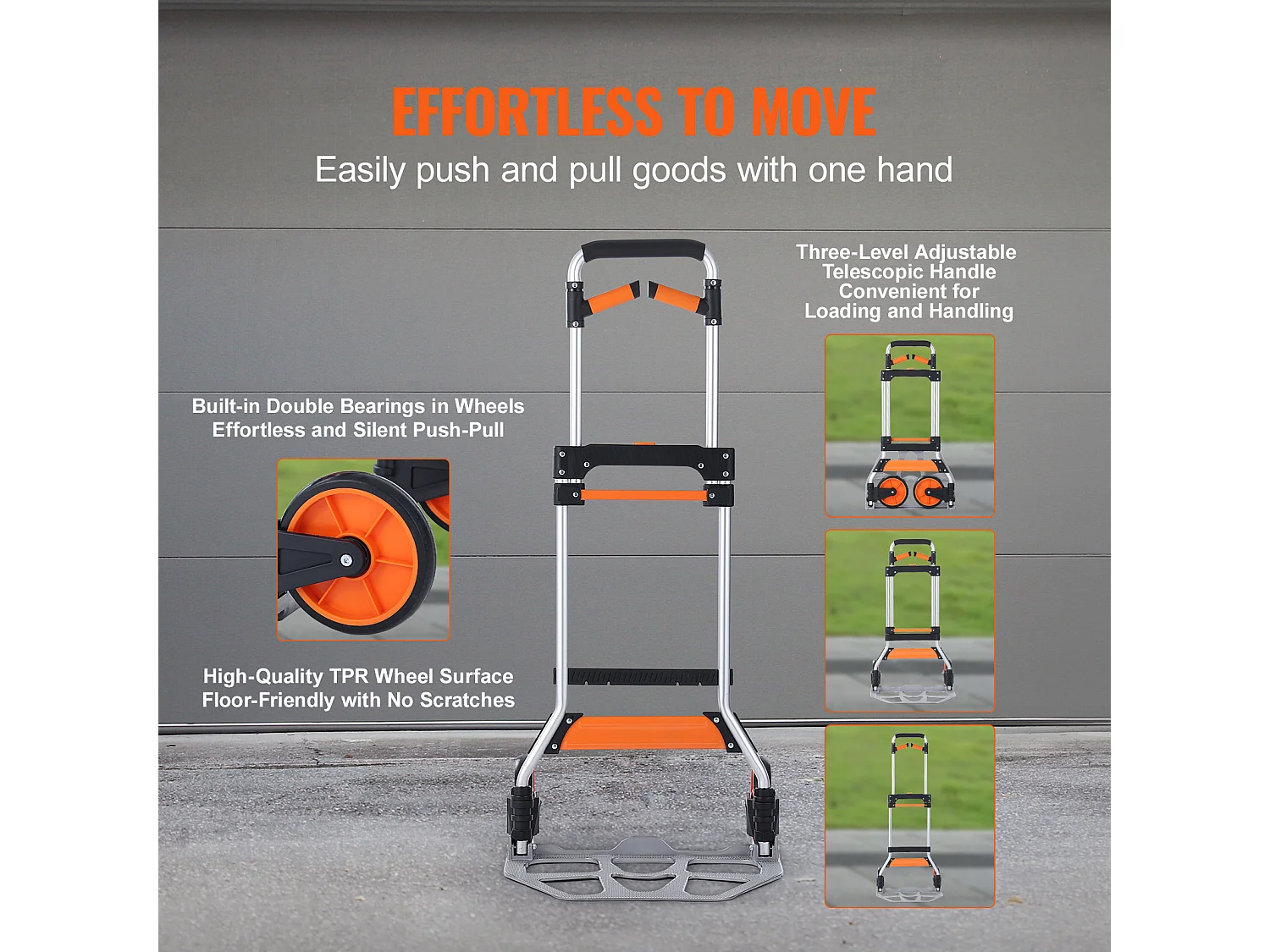 Opvouwbare Handkar SucceBuy, Aluminium Bagagekar, 149 kg, Elastiek