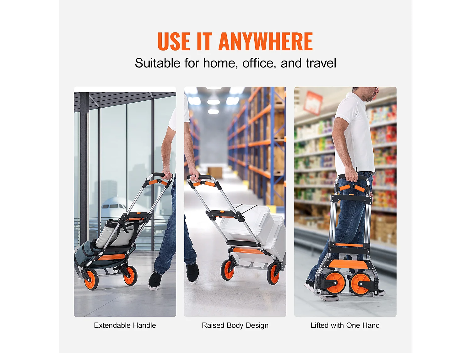 Opvouwbare Handkar SucceBuy, Aluminium Bagagekar, 149 kg, Elastiek