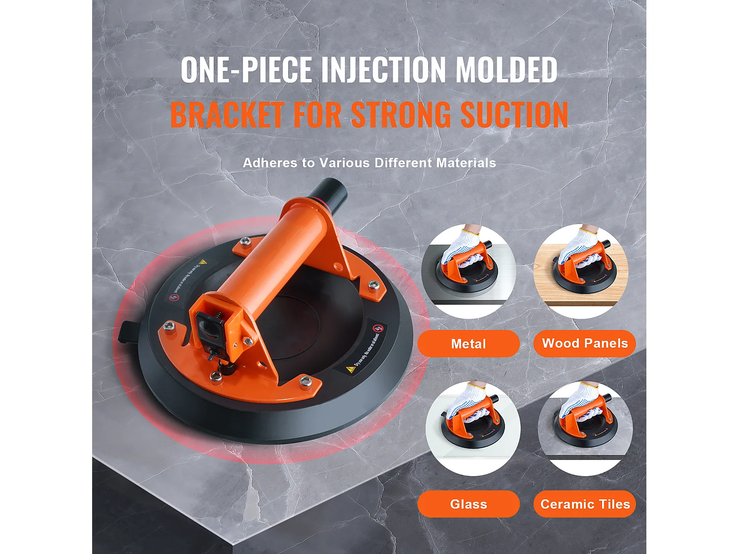 Ventosa de Vacío SucceBuy de 8", Elevador de Vidrio de 615 Lb, Mango de ABS con Caja de PP