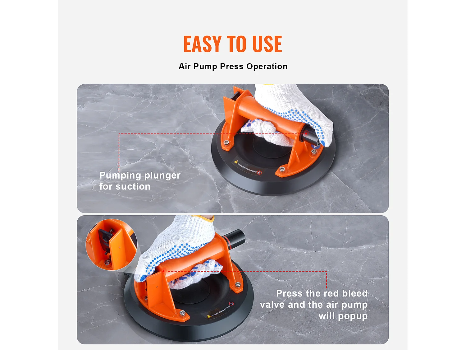 Ventosa de Vacío SucceBuy de 8", Elevador de Vidrio de 615 Lb, Mango de ABS con Caja de PP