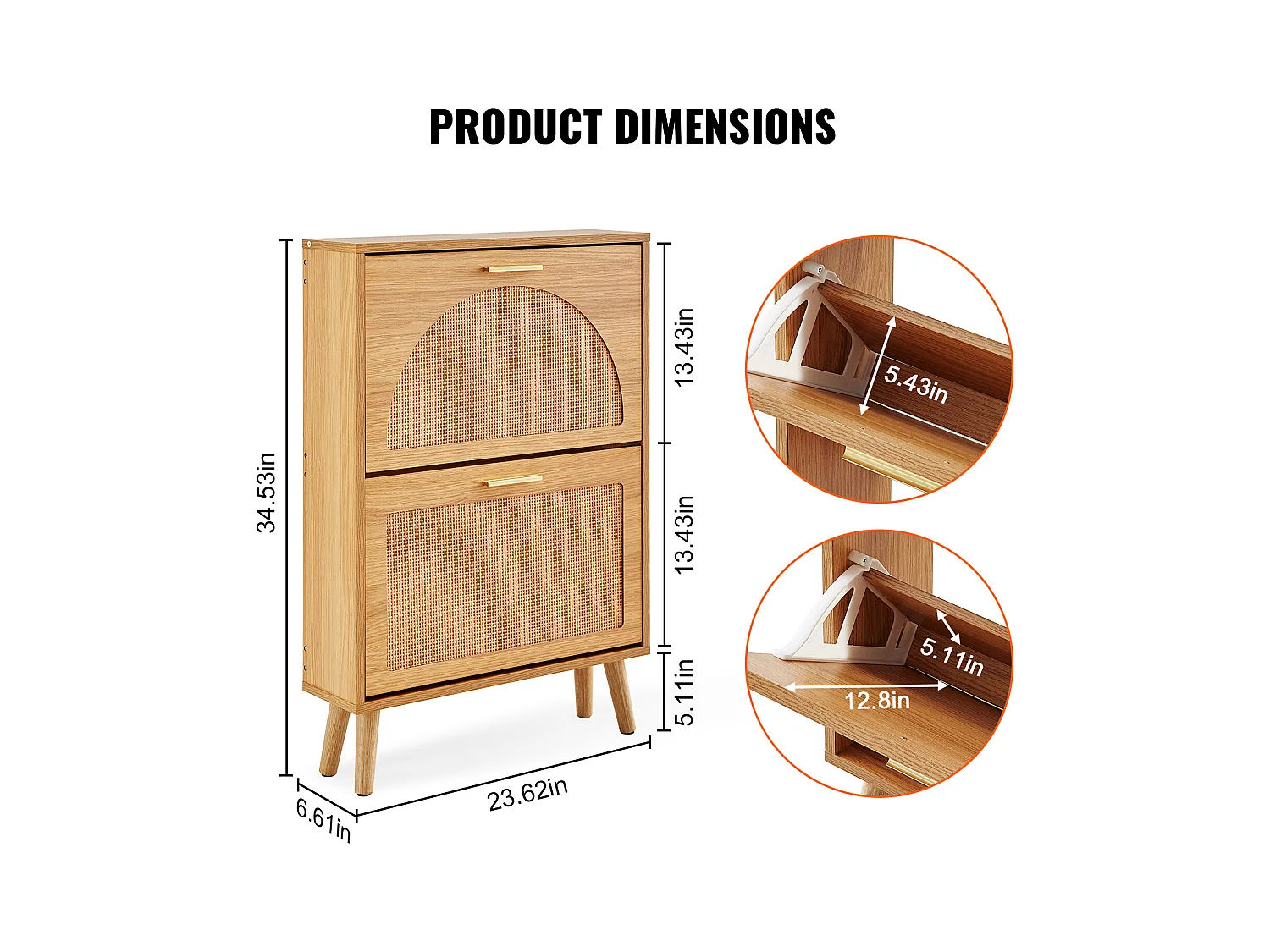 Meuble à Chaussures SucceBuy avec 2 Tiroirs Rabattables, Rangement en Rotin pour l'Entrée