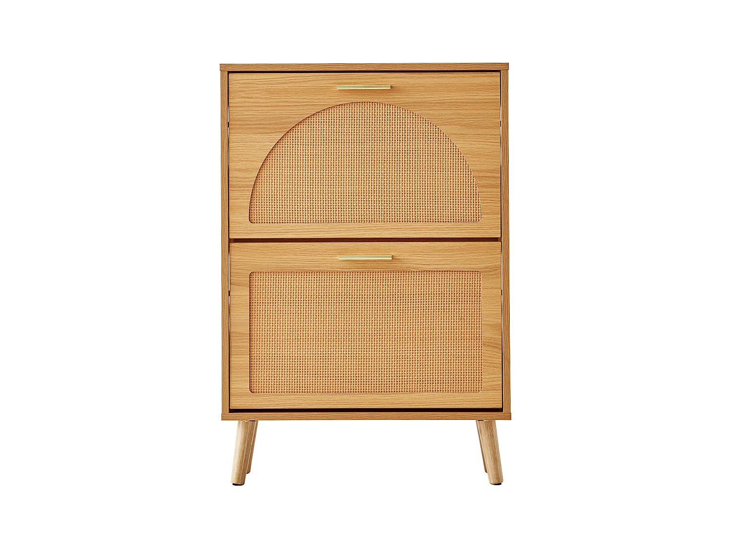 Meuble à Chaussures SucceBuy avec 2 Tiroirs Rabattables, Rangement en Rotin pour l'Entrée