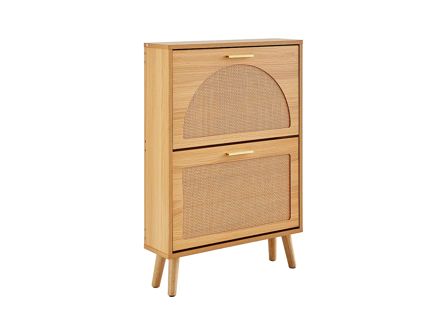 Meuble à Chaussures SucceBuy avec 2 Tiroirs Rabattables, Rangement en Rotin pour l'Entrée