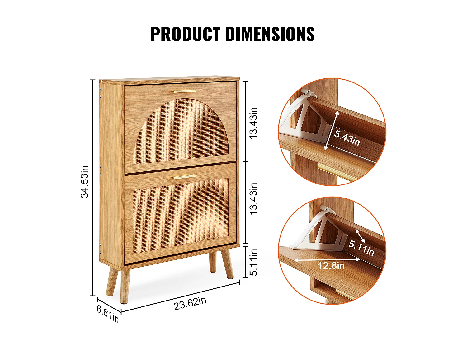 Scarpiera SucceBuy con 2 Cassetti Pieghevoli, Contenitore in Rattan per Ingresso