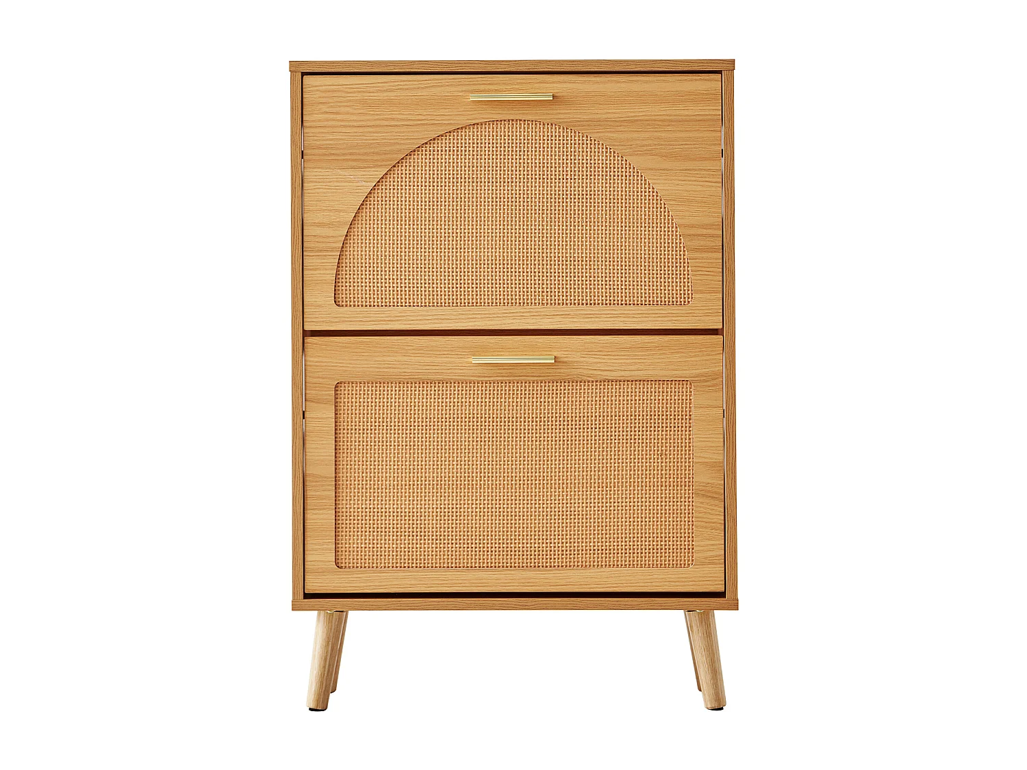 Scarpiera SucceBuy con 2 Cassetti Pieghevoli, Contenitore in Rattan per Ingresso