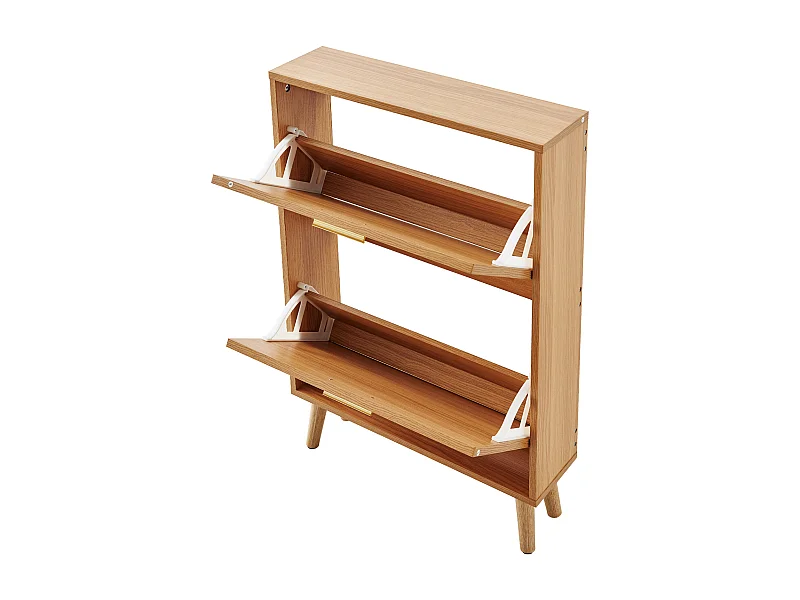 Scarpiera SucceBuy con 2 Cassetti Pieghevoli, Contenitore in Rattan per Ingresso