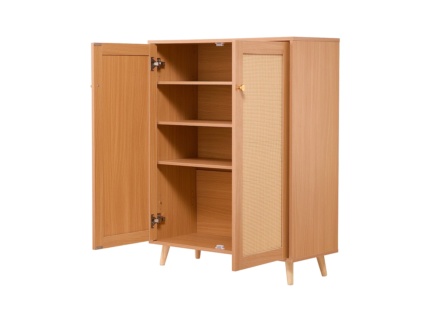 Meuble à Chaussures en Rotin SucceBuy 5 Niveaux 2 Portes Étagères Réglables