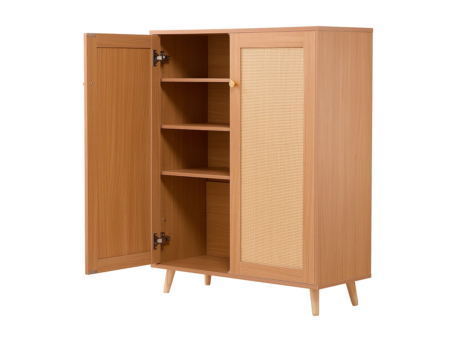 Scarpiera in Rattan SucceBuy 5 Ripiani 2 Ante Ripiani Regolabili