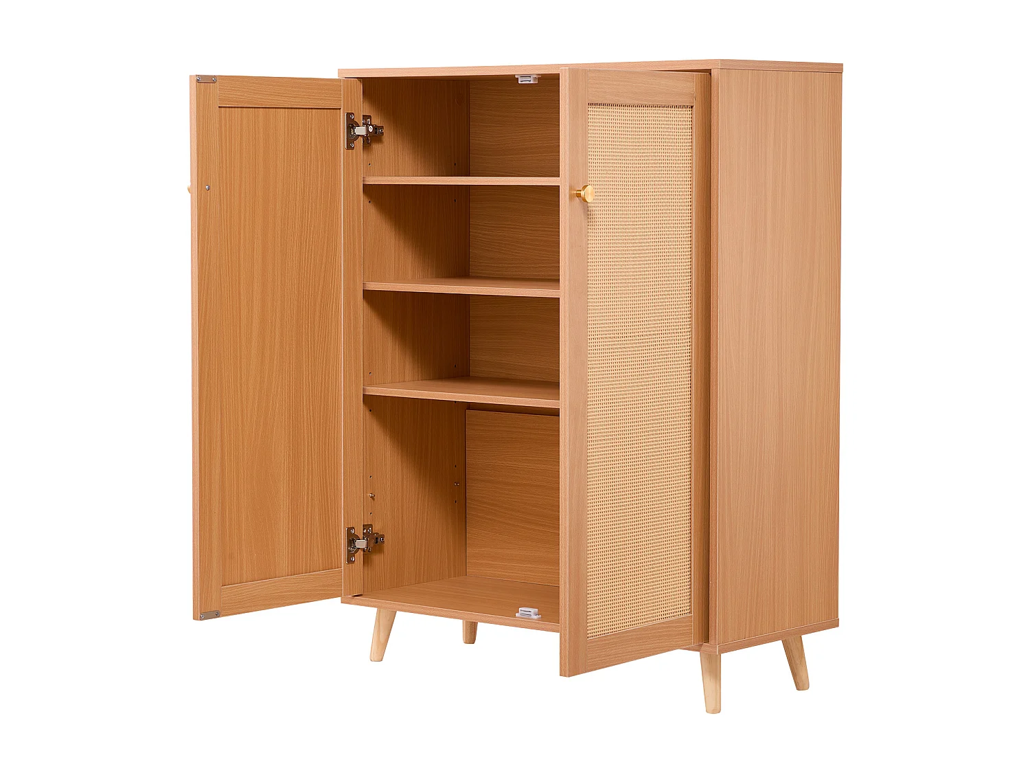 Scarpiera in Rattan SucceBuy 5 Ripiani 2 Ante Ripiani Regolabili