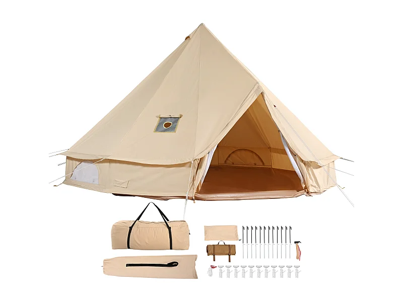 Tienda de Campamento en Forma de Campana de Tela SucceBuy, 4 m/13,12 pies, Yurta de 4 Temporadas con Receptáculo para Estufa