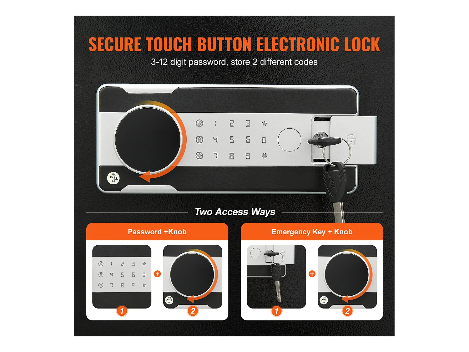 Coffre-Fort SucceBuy Coffre-fort de Dépôt 48L avec Fente de Dépôt, Mot de Passe et Accès par Clé