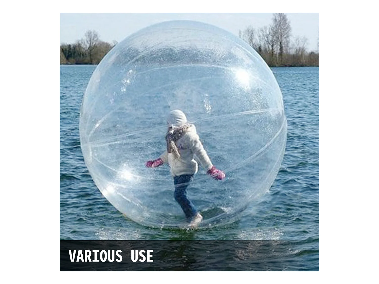 Boule de Zorb Gonflable SucceBuy 2M Marche sur l'Eau avec Fermeture Éclair Allemande en PVC