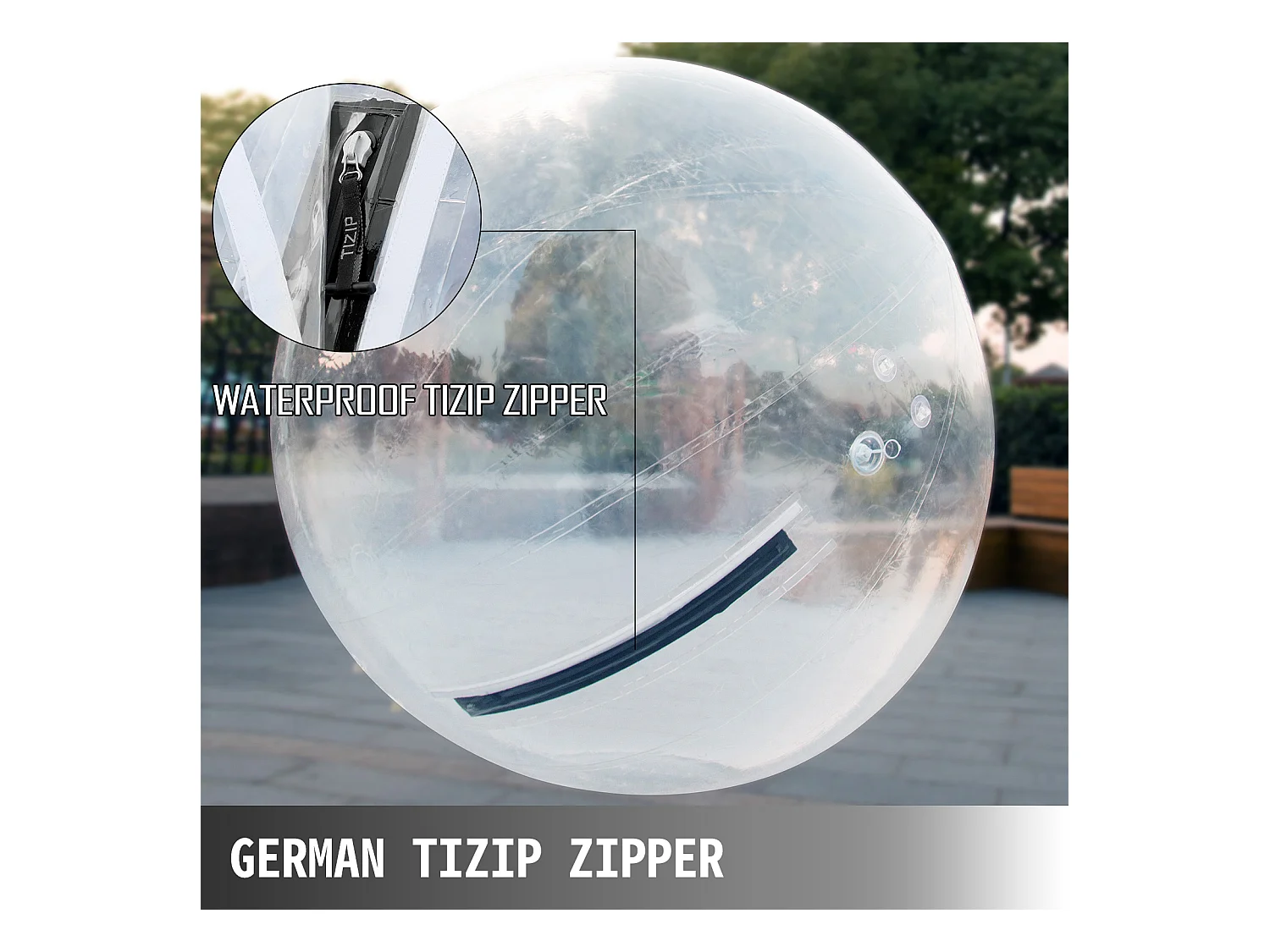 Boule de Zorb Gonflable SucceBuy 2M Marche sur l'Eau avec Fermeture Éclair Allemande en PVC