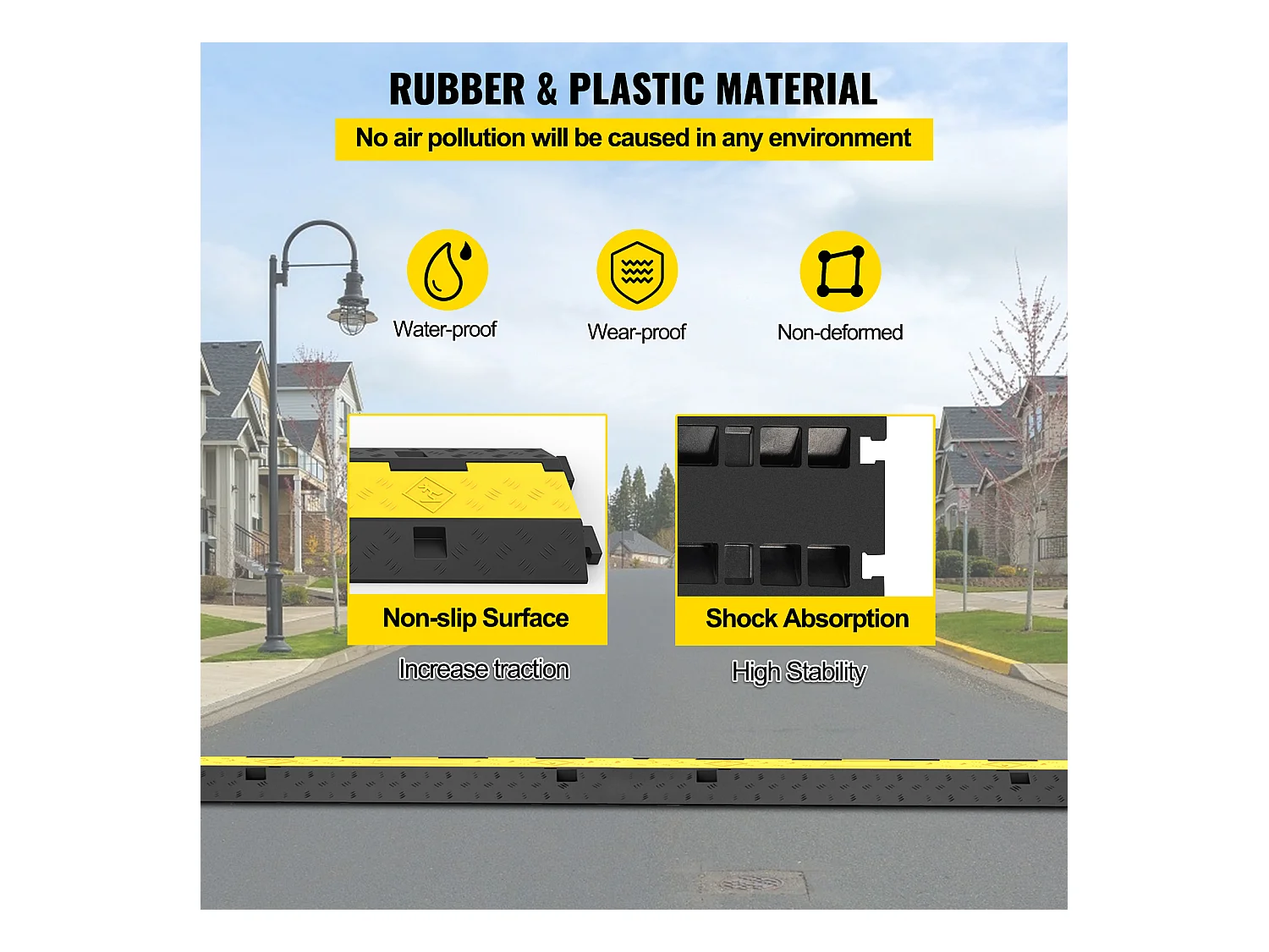 3 Pcs Rubber Cable Protector Ramp SucceBuy, 2-Channel, 40 "x9.8 "x2", Vehicle Wire Cover (Cache-Câble pour Véhicule)