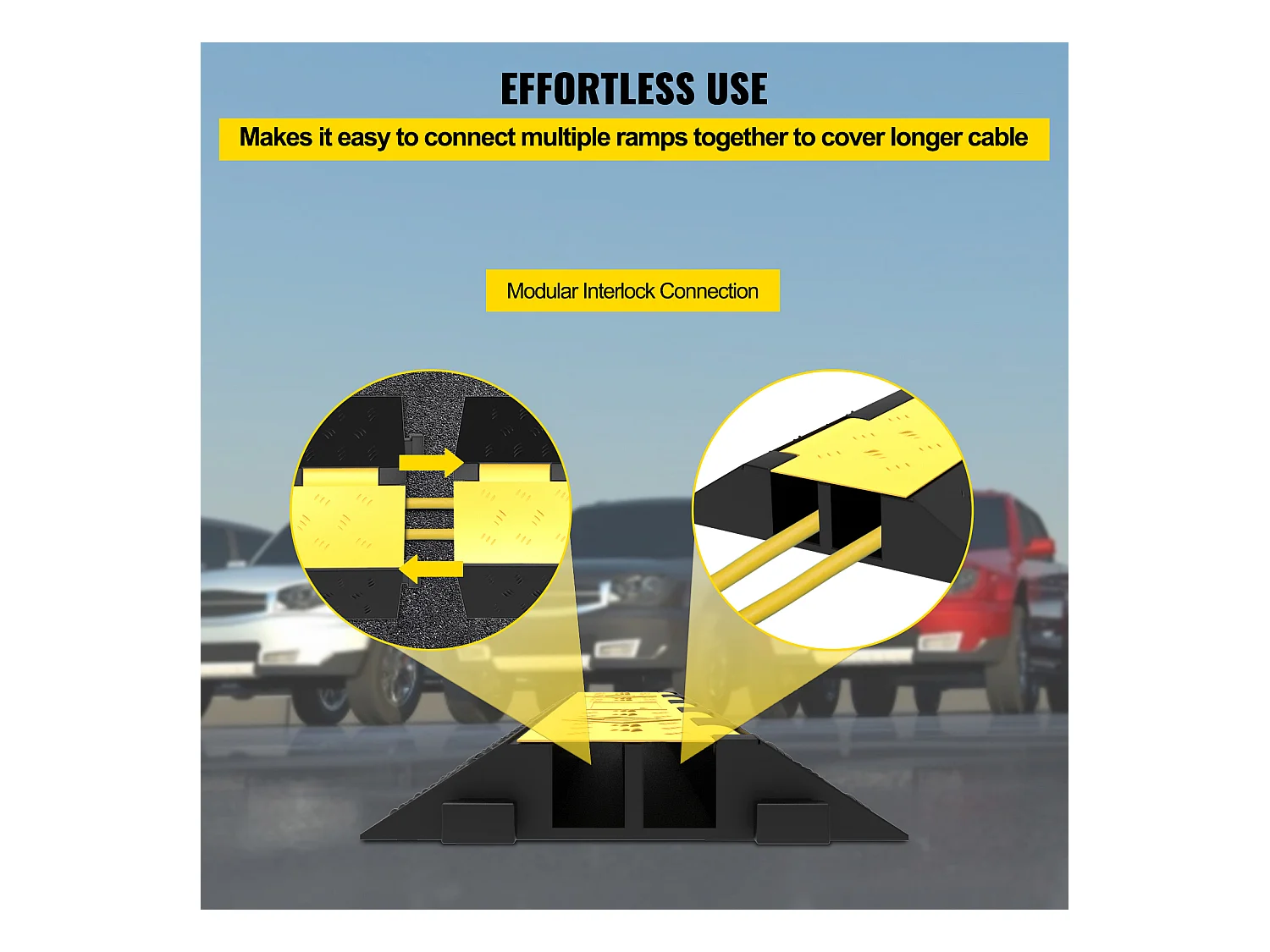 3 Pcs Rubber Cable Protector Ramp SucceBuy, 2-Channel, 40 "x9.8 "x2", Vehicle Wire Cover (Cache-Câble pour Véhicule)