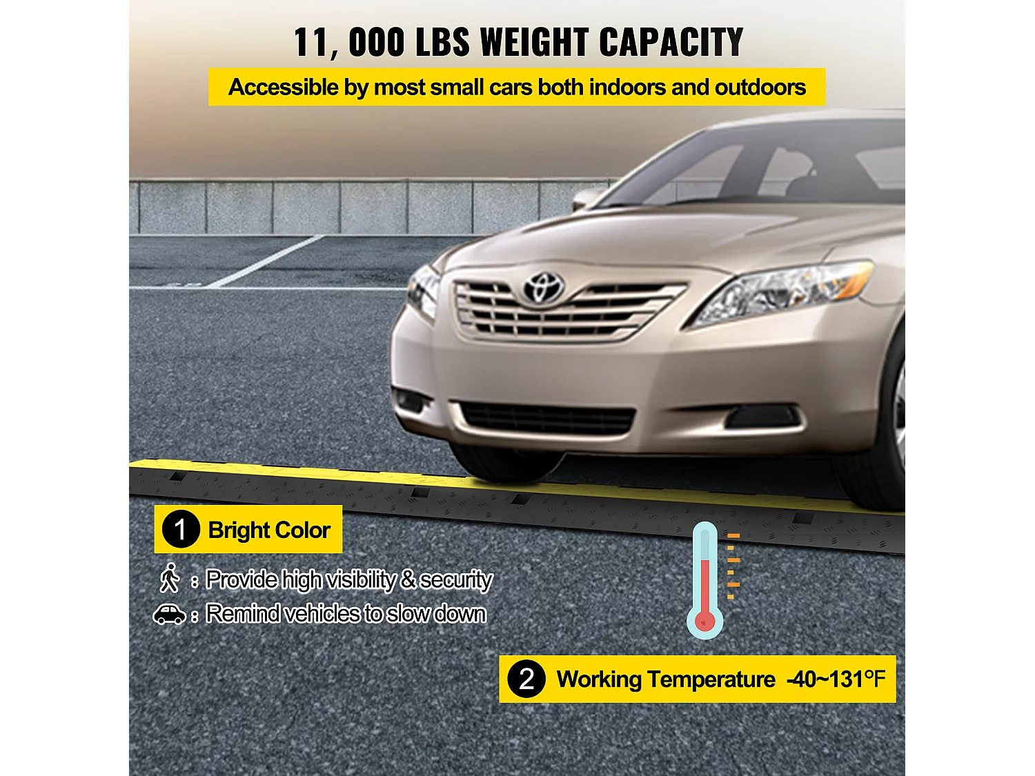 3 Pcs Rubber Cable Protector Ramp SucceBuy, 2-Channel, 40 "x9.8 "x2", Vehicle Wire Cover (Cache-Câble pour Véhicule)