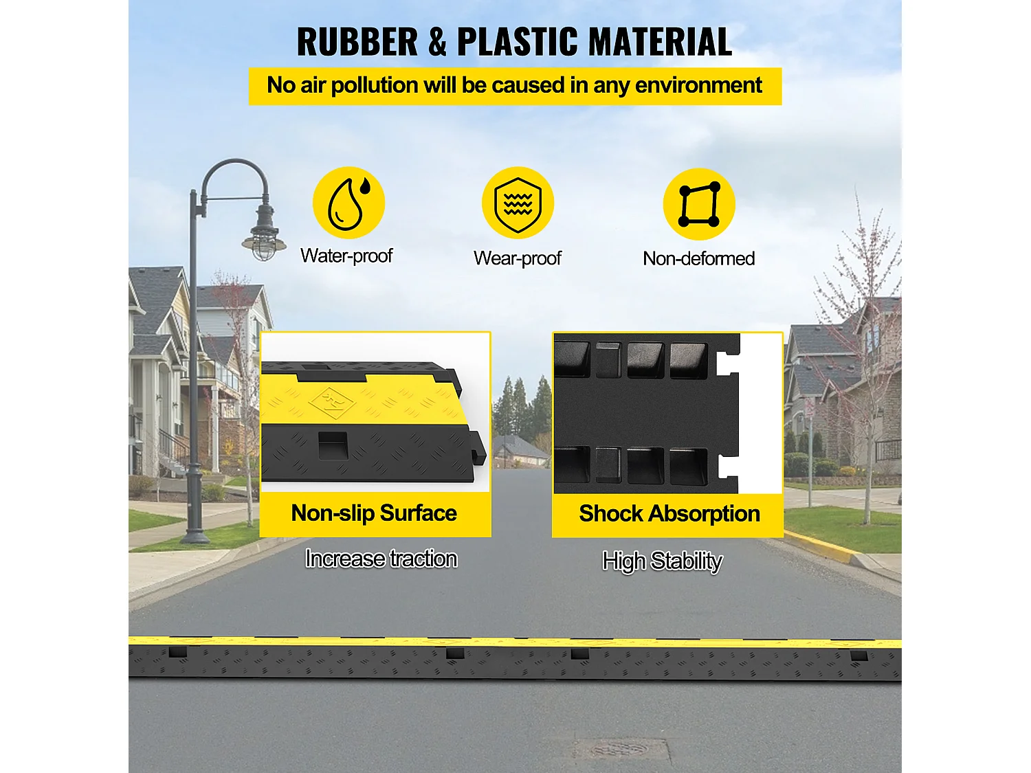 3 Pcs Rubber Cable Protector Ramp SucceBuy, 2-Channel, 40 "x9.8 "x2", Vehicle Wire Cover (Cache-Câble pour Véhicule)