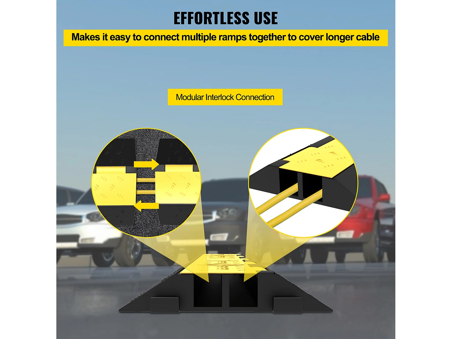 3 Pcs Rubber Cable Protector Ramp SucceBuy, 2-Channel, 40 "x9.8 "x2", Vehicle Wire Cover (Cache-Câble pour Véhicule)