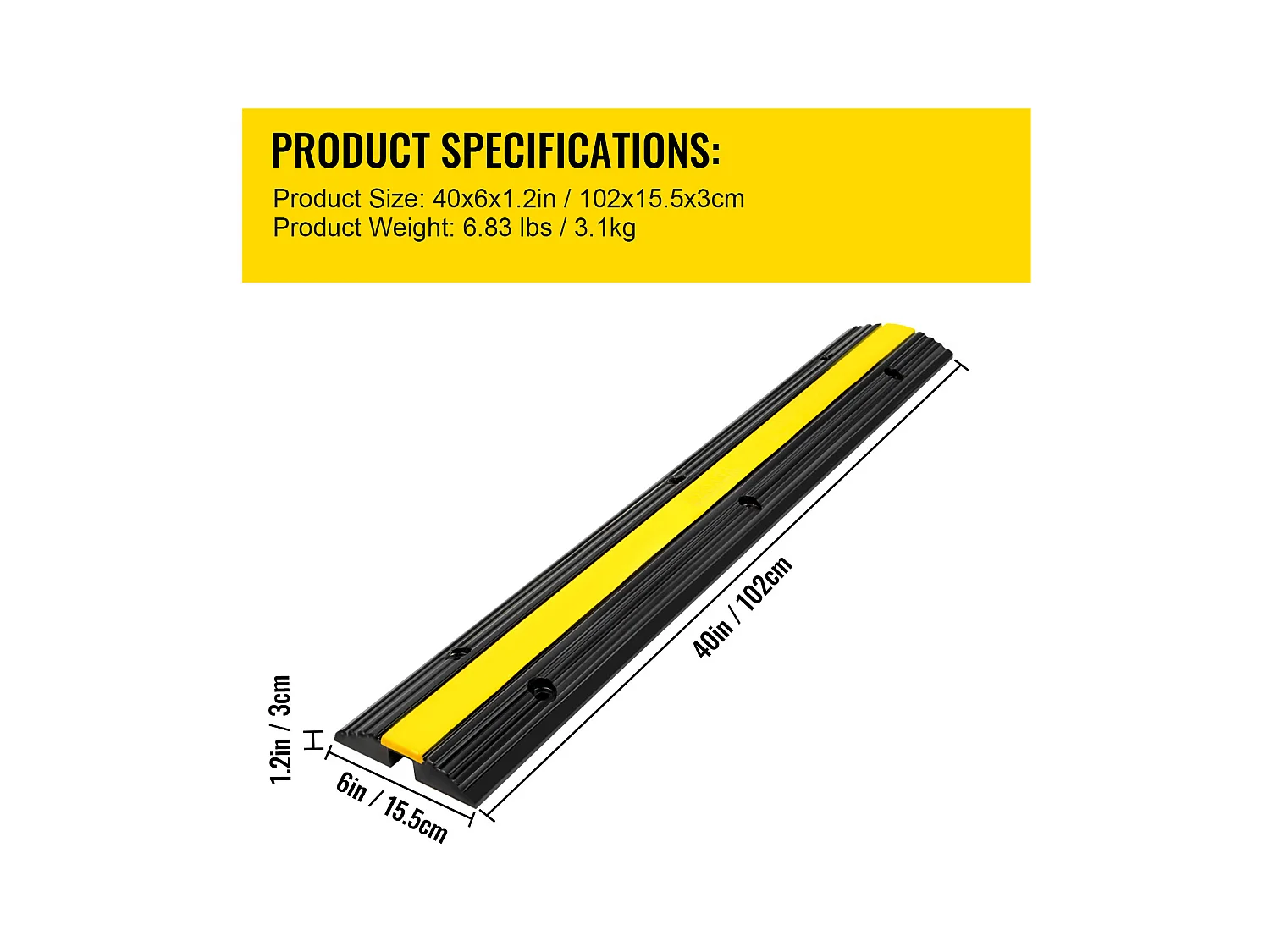 Pont de Câbles pour Camion Caoutchouc à 1 Canal SucceBuy très résistantes, Capacité de Charge de 8165kg, pour Câble, Ralentisseur de Vitesse