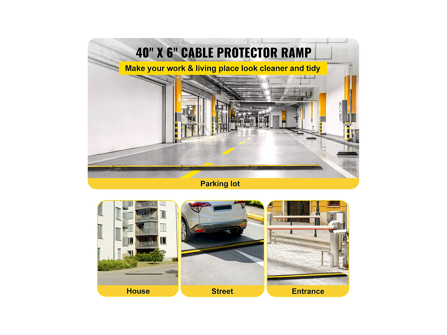 Pont de Câbles pour Camion Caoutchouc à 1 Canal SucceBuy très résistantes, Capacité de Charge de 8165kg, pour Câble, Ralentisseur de Vitesse