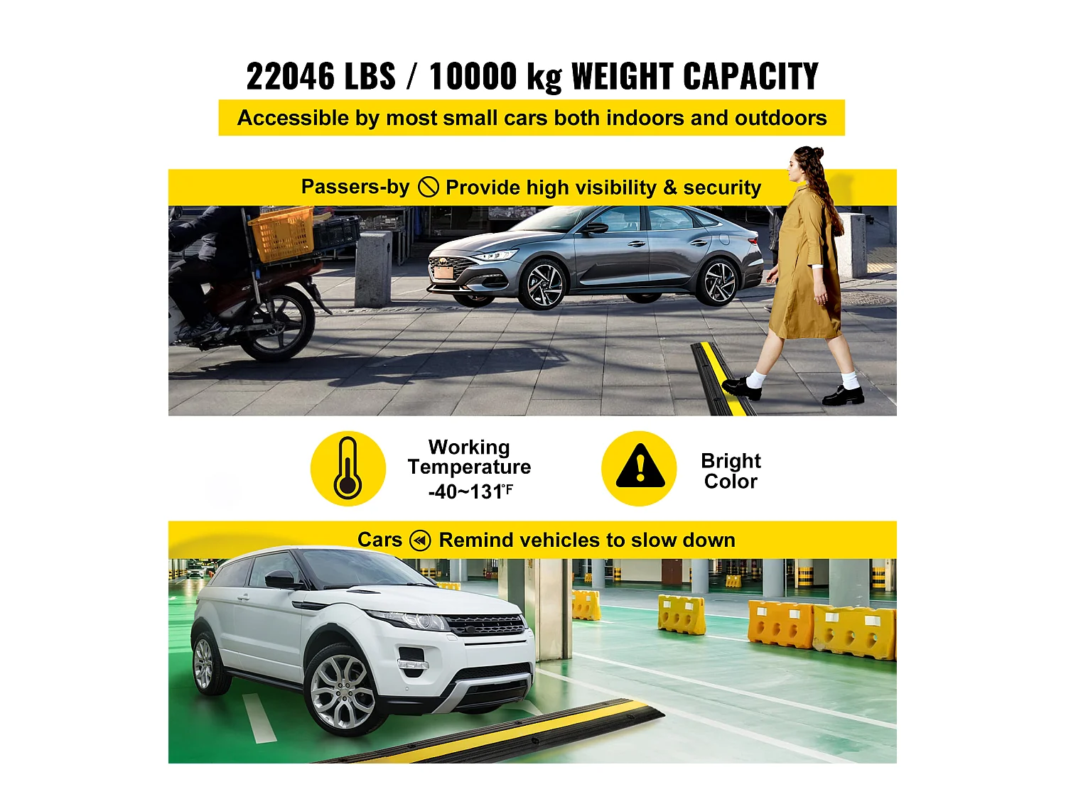 Pont de Câbles pour Camion Caoutchouc à 1 Canal SucceBuy très résistantes, Capacité de Charge de 8165kg, pour Câble, Ralentisseur de Vitesse