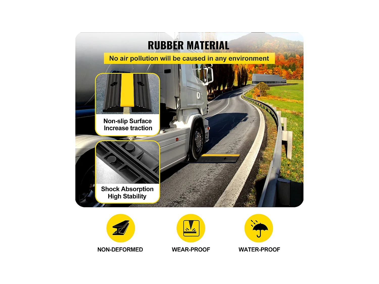 Pont de Câbles pour Camion Caoutchouc à 1 Canal SucceBuy très résistantes, Capacité de Charge de 8165kg, pour Câble, Ralentisseur de Vitesse