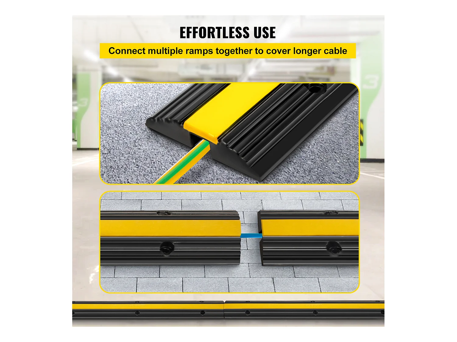 Pont de Câbles pour Camion Caoutchouc à 1 Canal SucceBuy très résistantes, Capacité de Charge de 8165kg, pour Câble, Ralentisseur de Vitesse