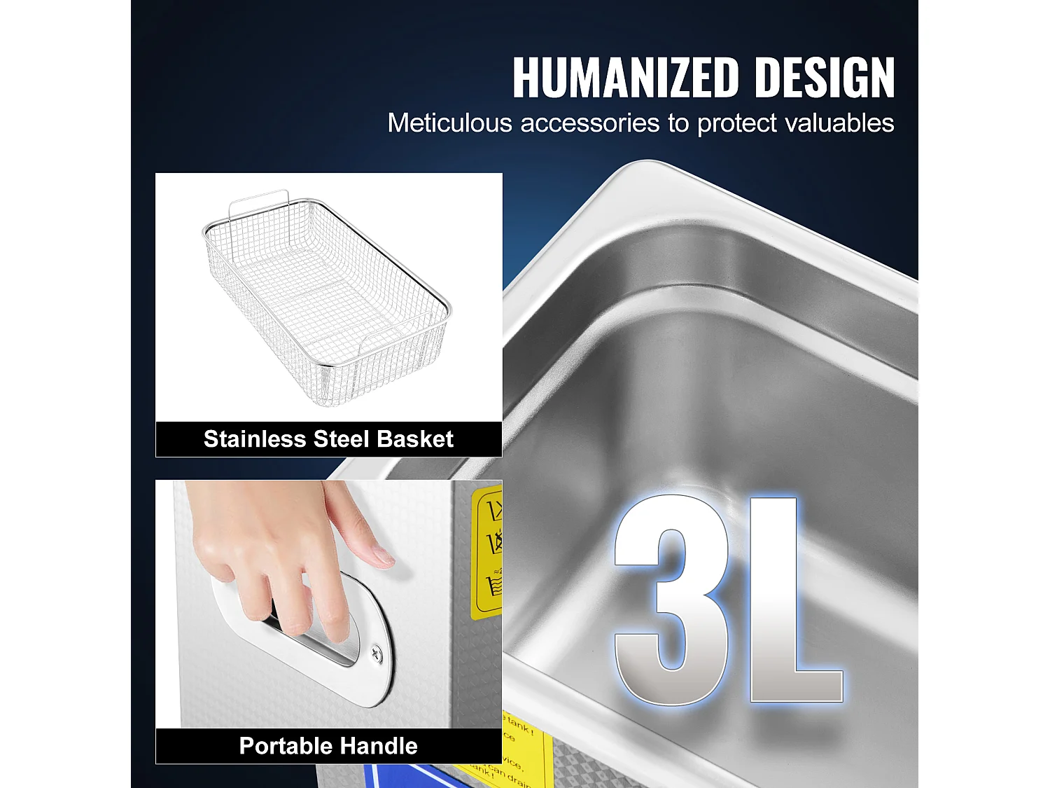 Nettoyeur Ultrasonique Professionnel SucceBuy de 2.85L, Minuterie Numérique et Chauffage, Acier Inoxydable
