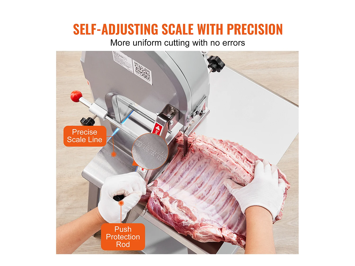 Scie à Ruban Commerciale pour Viande SucceBuy 1500 W, Machine à Scier les Os en Acier Inoxydable, pour la Viande et les Os Congelés