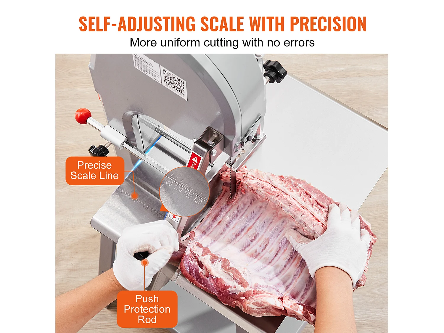 Scie à Ruban Commerciale pour Viande SucceBuy 1500 W, Machine à Scier les Os en Acier Inoxydable, pour la Viande et les Os Congelés