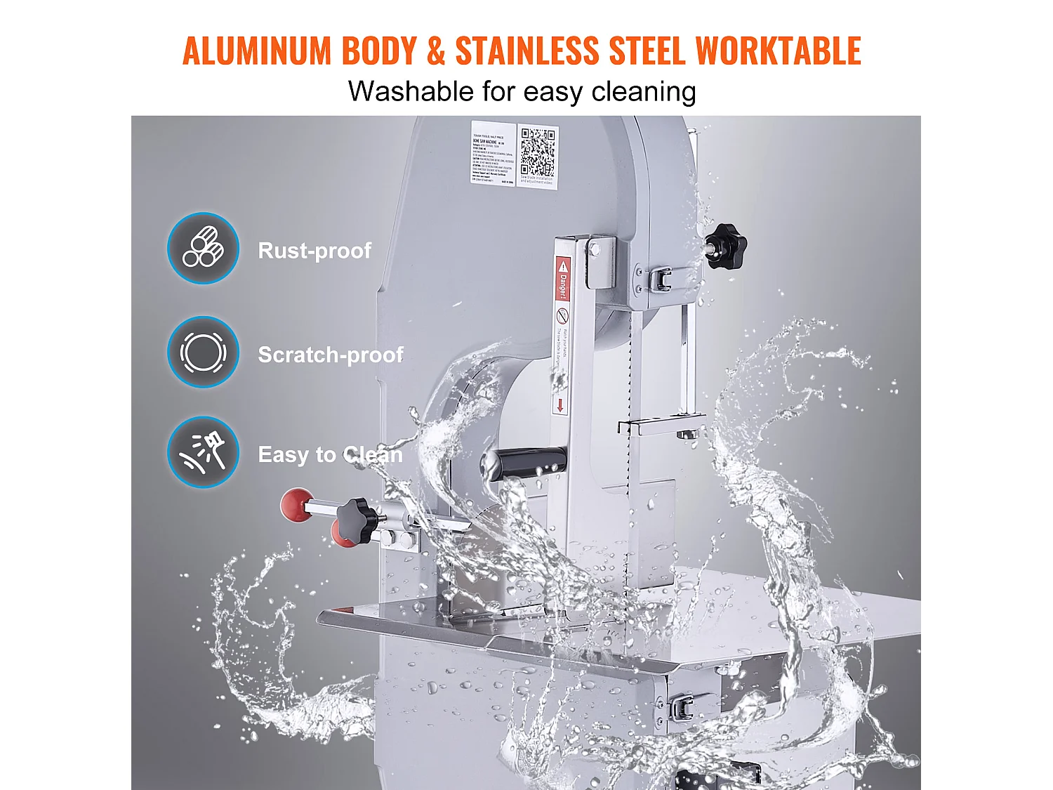 Scie à Ruban Commerciale pour Viande SucceBuy 1500 W, Machine à Scier les Os en Acier Inoxydable, pour la Viande et les Os Congelés
