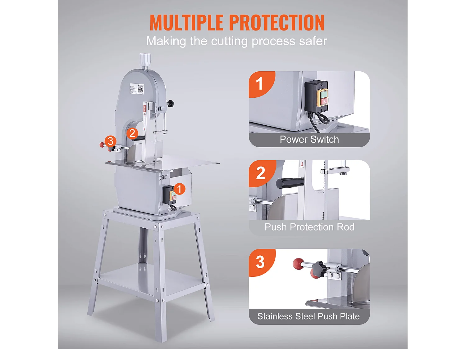 Scie à Ruban Commerciale pour Viande SucceBuy 1500 W, Machine à Scier les Os en Acier Inoxydable, pour la Viande et les Os Congelés