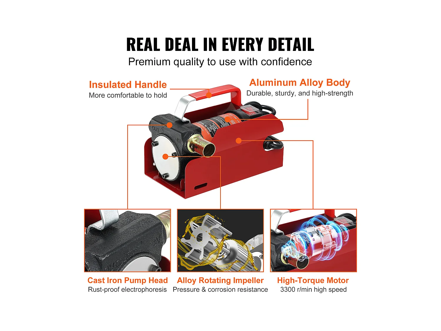 Pompe de Transfert SucceBuy de Carburant Diesel Électrique 12V DC 10GPM Tuyaux de Buse