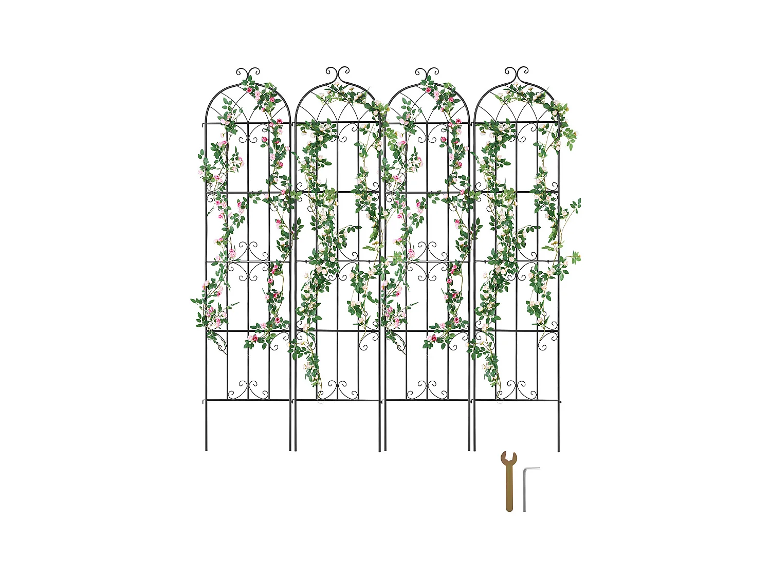 Lot de 4 Treillis de Jardin en Métal SucceBuy 87 x 20 po Antirouille pour Plantes