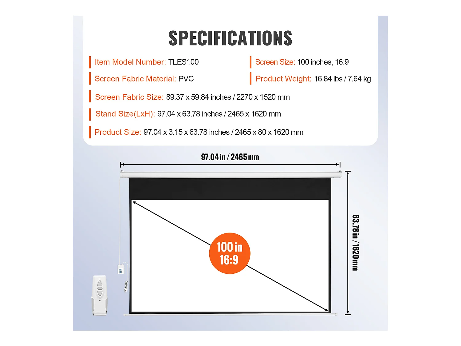Écran de Projection Motorisé SucceBuy, 254 cm, Rapport d'Aspect 16:9, 4K et 1080 Électrique