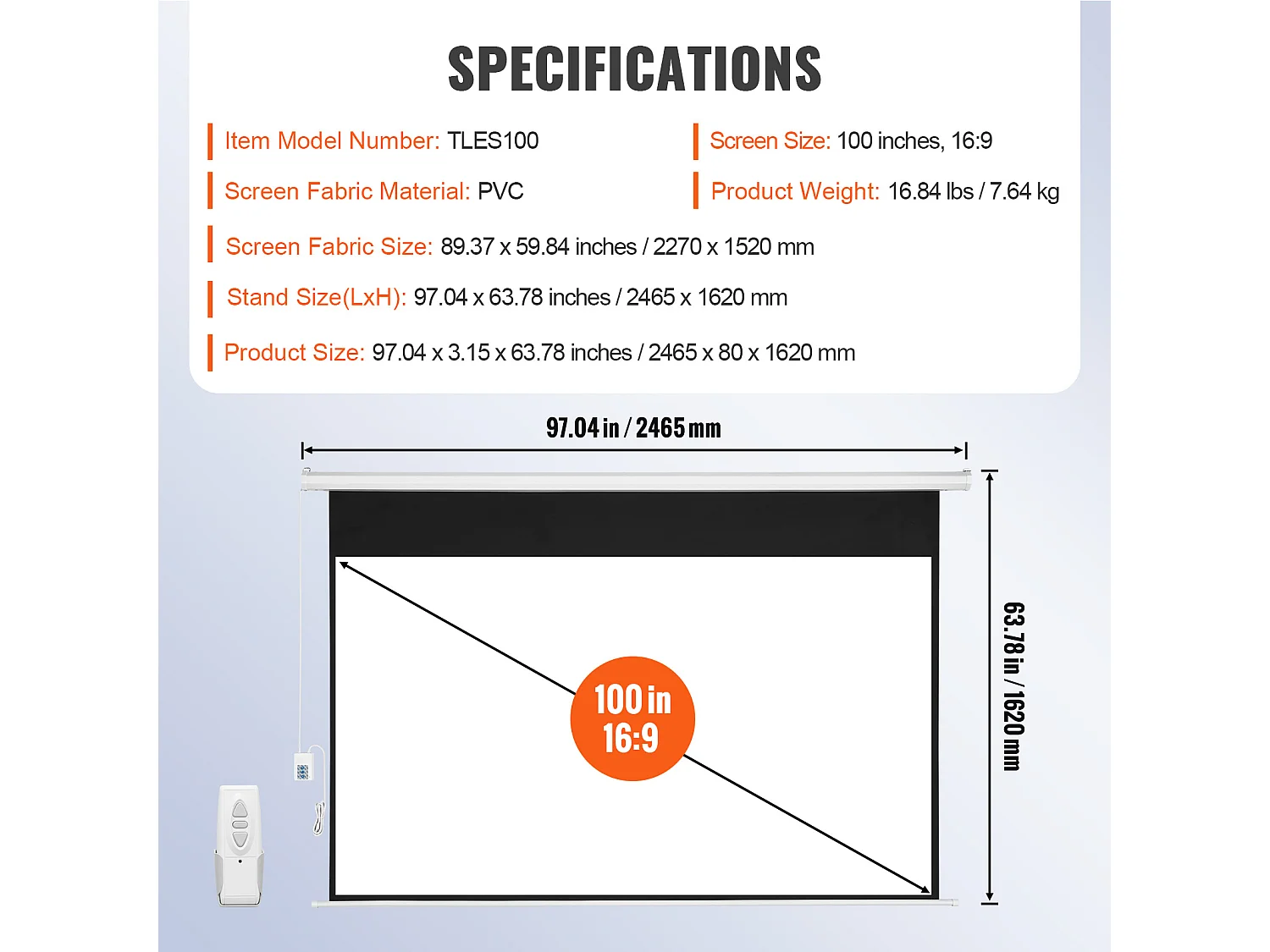 Écran de Projection Motorisé SucceBuy, 254 cm, Rapport d'Aspect 16:9, 4K et 1080 Électrique