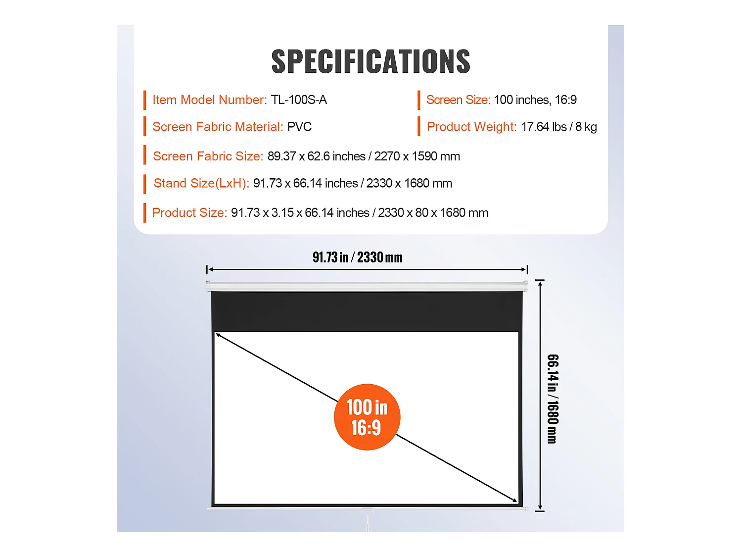 Écran de Projection Rétractable Manuel SucceBuy, 254 cm, Rapport d'Aspect 16:9, 4K, 1080 HD