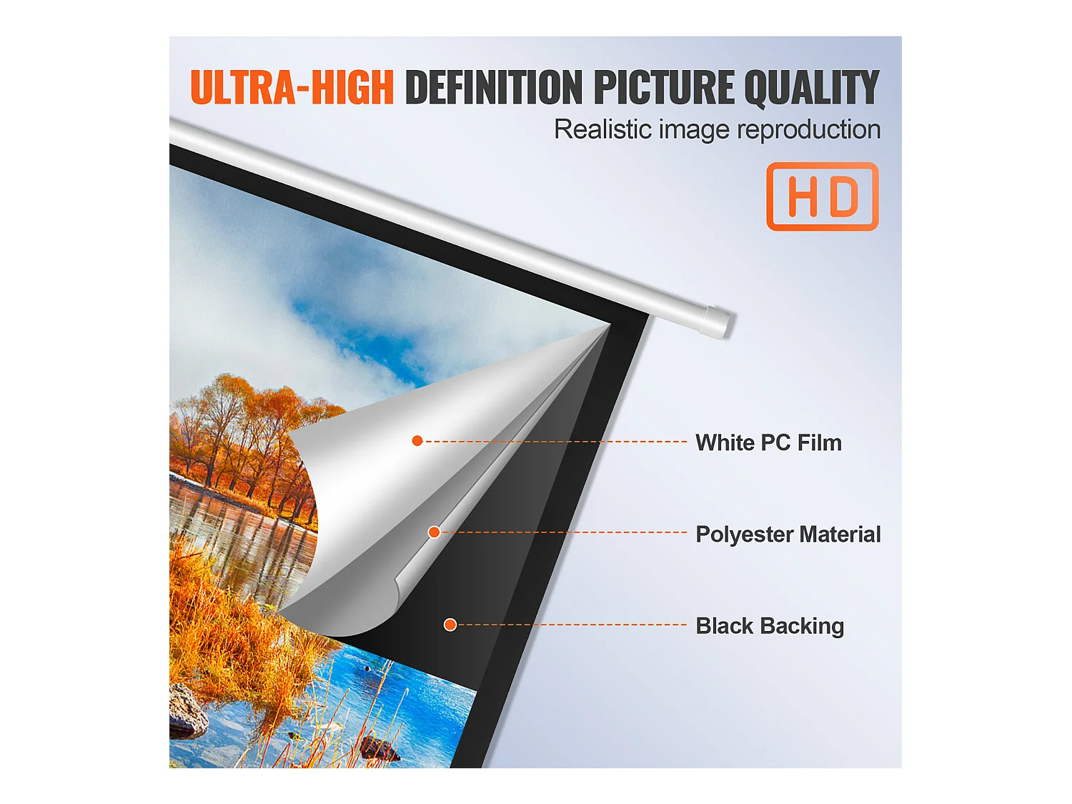 Écran de Projection Rétractable Manuel SucceBuy, 254 cm, Rapport d'Aspect 16:9, 4K, 1080 HD