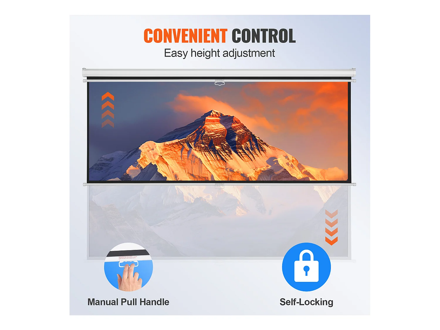 Écran de Projection Rétractable Manuel SucceBuy, 254 cm, Rapport d'Aspect 16:9, 4K, 1080 HD