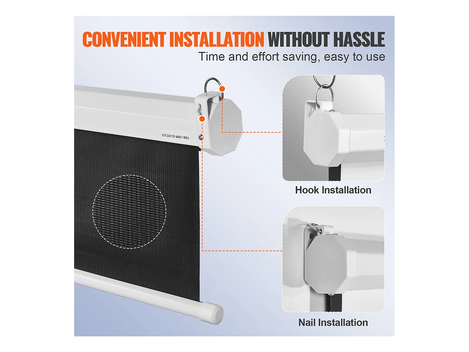 Écran de Projection Rétractable Manuel SucceBuy, 254 cm, Rapport d'Aspect 16:9, 4K, 1080 HD