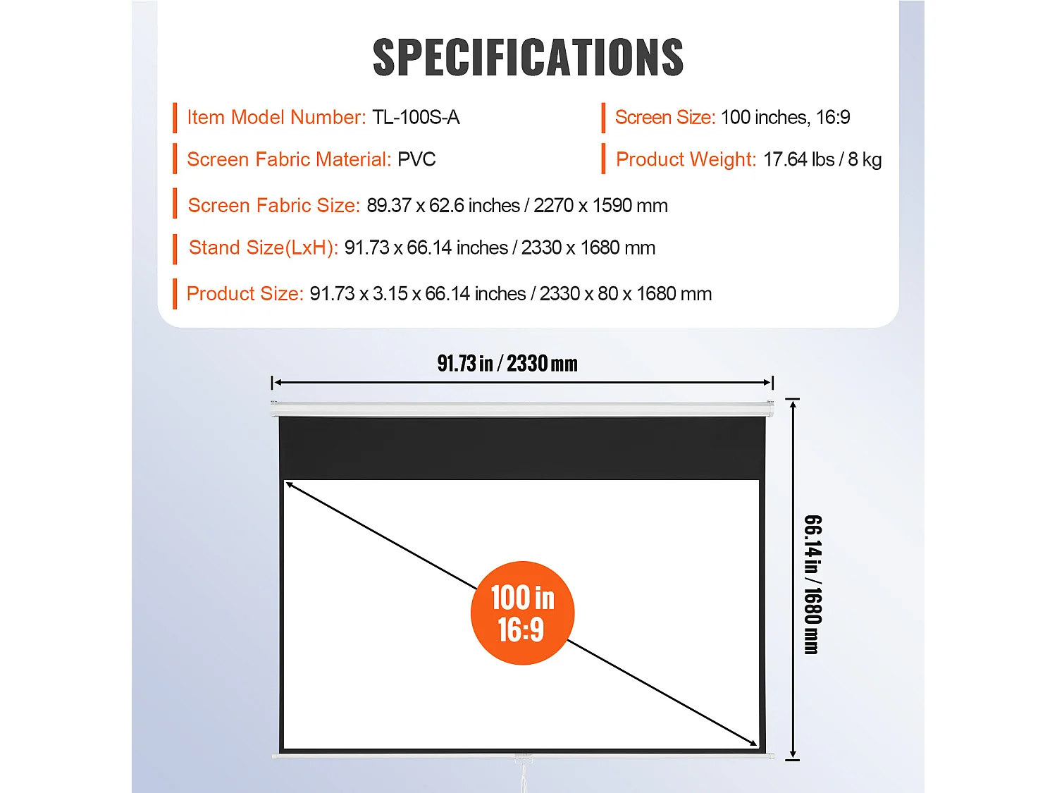 Écran de Projection Rétractable Manuel SucceBuy, 254 cm, Rapport d'Aspect 16:9, 4K, 1080 HD
