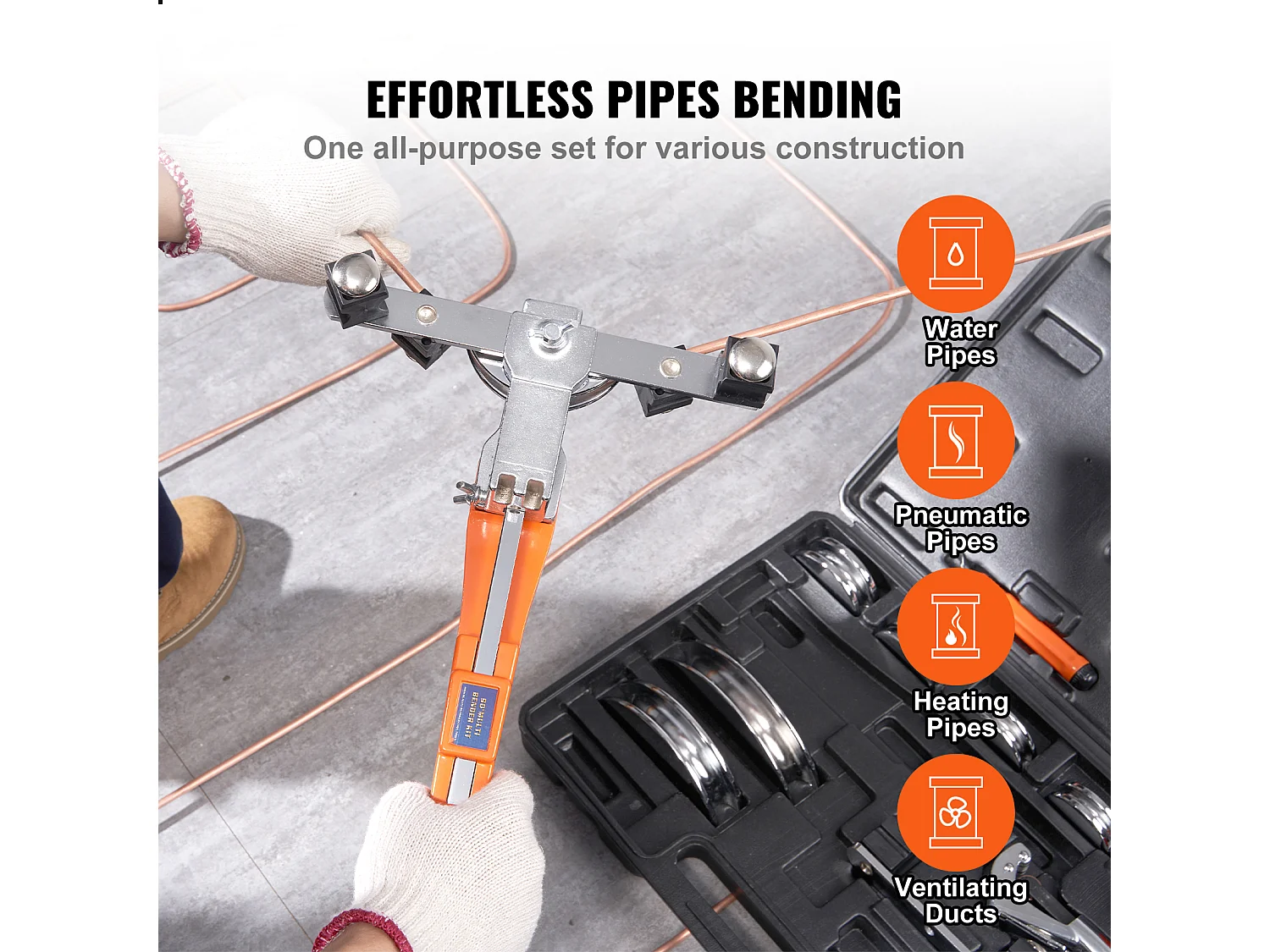 Cintreuse de Tubes à Cliquet SucceBuy, 1/4"-7/8", avec 7 Matrices, Robuste, pour le Chauffage par le Sol, la Réfrigération, la Climatisation