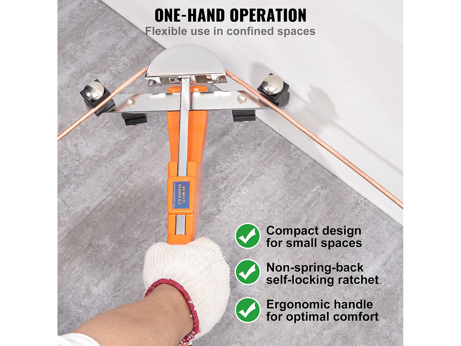 Cintreuse de Tubes à Cliquet SucceBuy, 1/4"-7/8", avec 7 Matrices, Robuste, pour le Chauffage par le Sol, la Réfrigération, la Climatisation