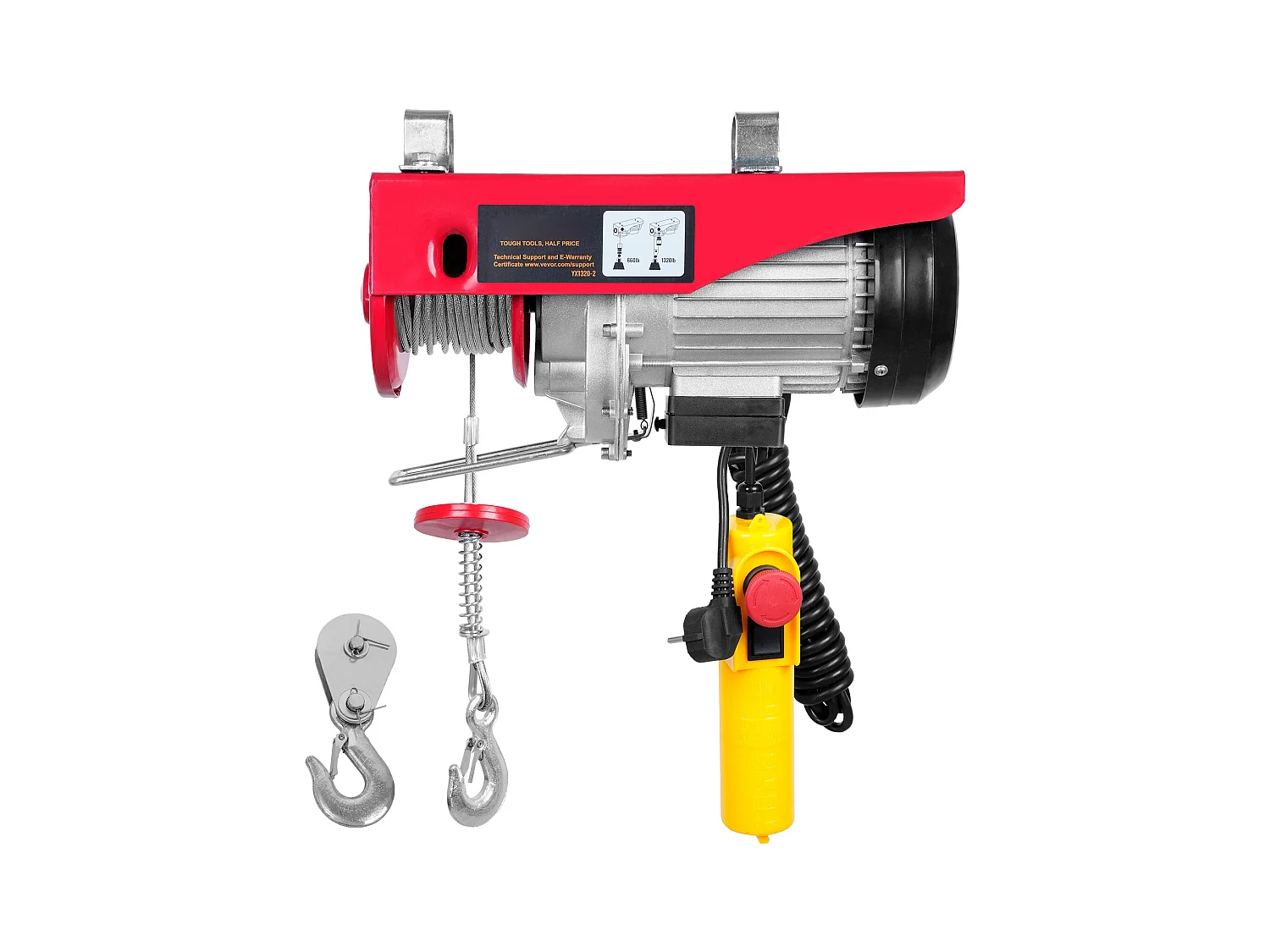 Palan Électrique 1320 lbs SucceBuy, Treuil de Grue avec Télécommande Filaire, 1150 W 220 V