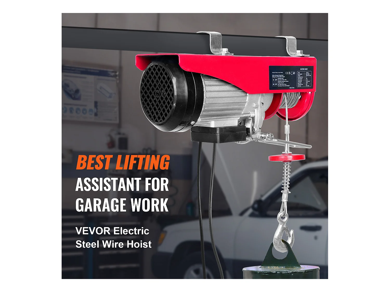 Palan Électrique 1320 lbs SucceBuy, Treuil de Grue avec Télécommande Filaire, 1150 W 220 V