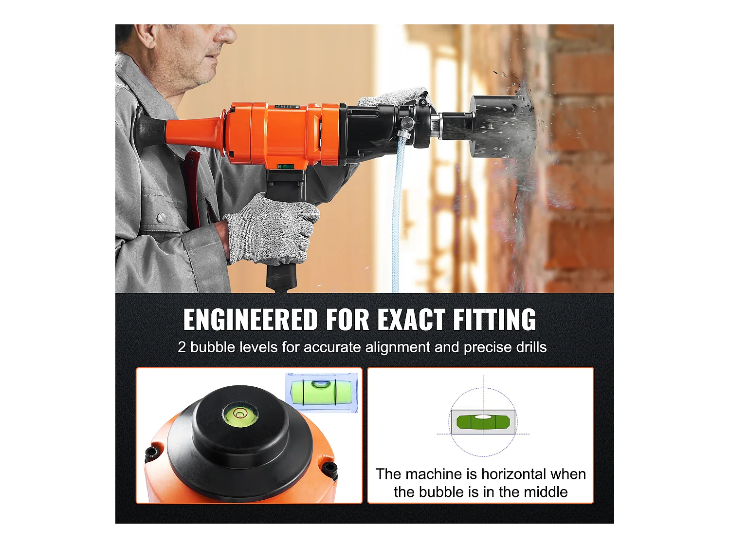 Perceuse au Diamant SucceBuy, Foret de 10,16 cm, Foreuse à Béton Portative, 1500 W, pour le Perçage du Béton à Grande Échelle