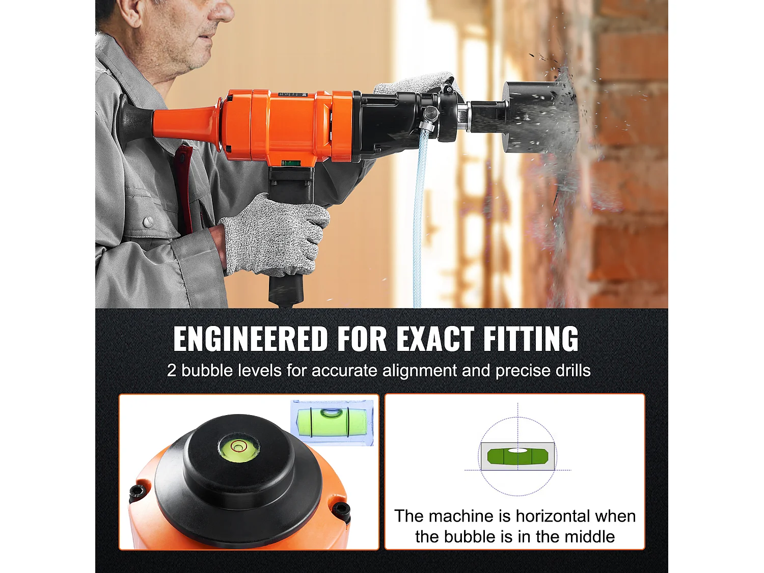 Perceuse au Diamant SucceBuy, Foret de 10,16 cm, Foreuse à Béton Portative, 1500 W, pour le Perçage du Béton à Grande Échelle